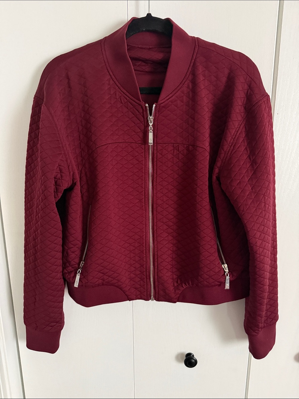 BuffBunny Quilted Burgundy Bomber Jacket Sz L